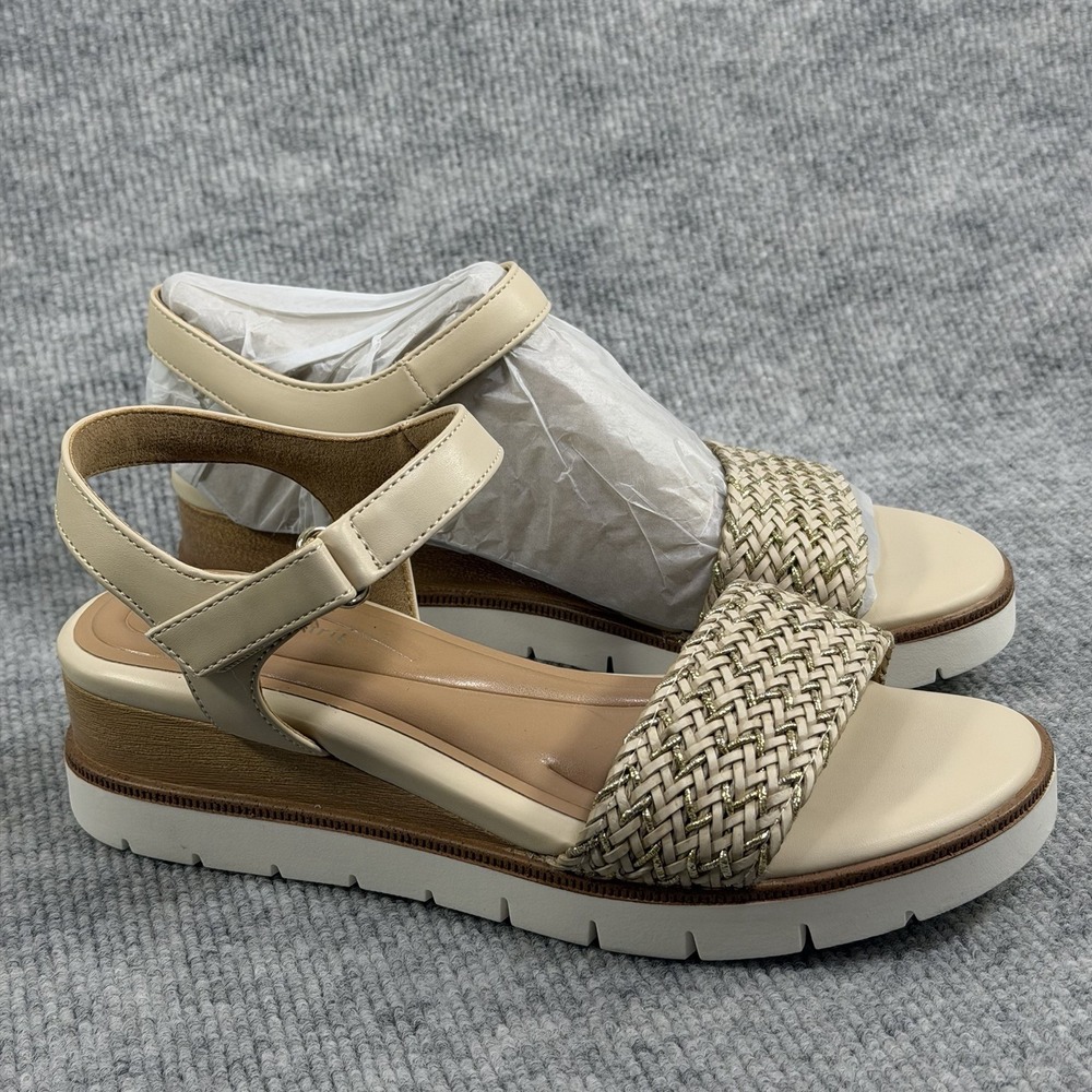 Easy Spirit Size-7.5M Edythe 3 Women's Sandal Woven Wedge Cream - Picture 9 of 11